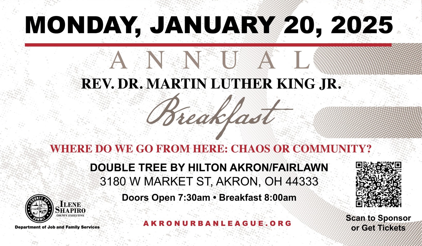 Thumbnail image for: Annual Rev. Dr. Martin Luther King Jr. Breakfast with Akron Urban League